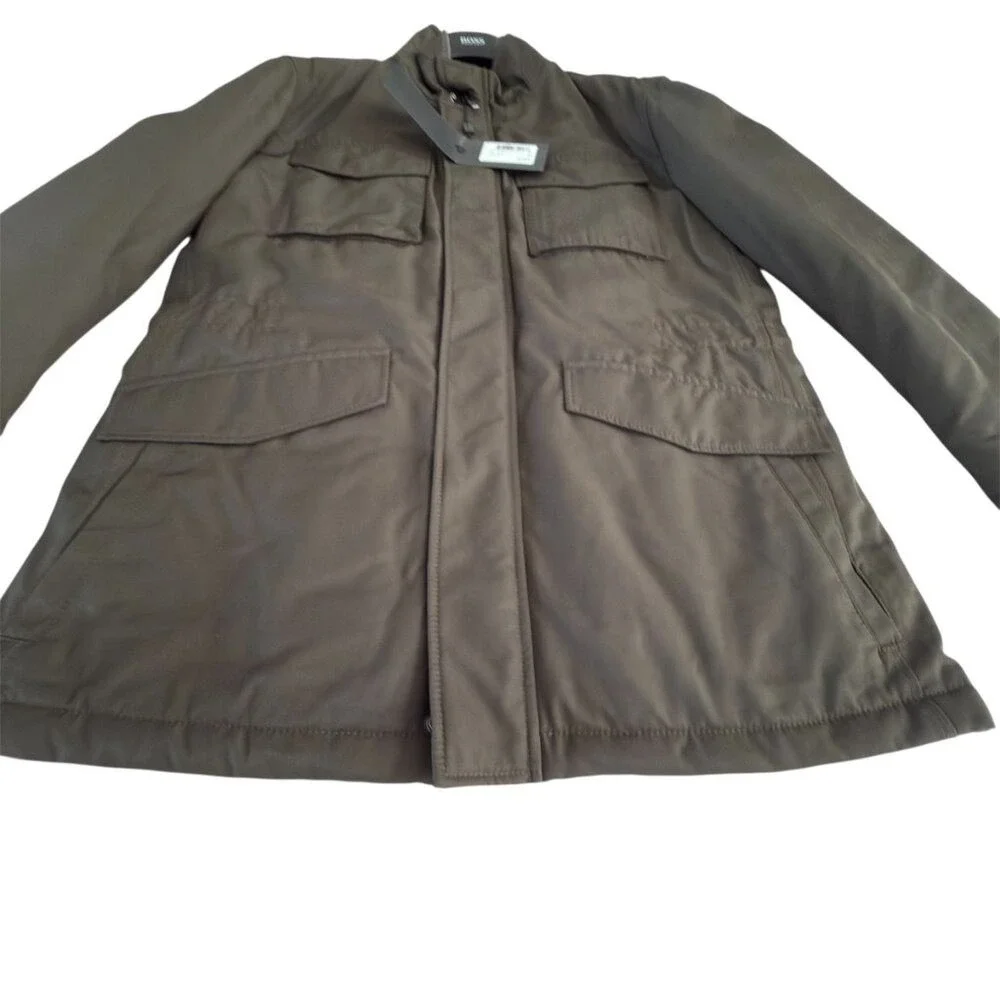 Hugo Boss Men's Dark Green‎ Centin Cotton Quilted Parka, Sizes 38